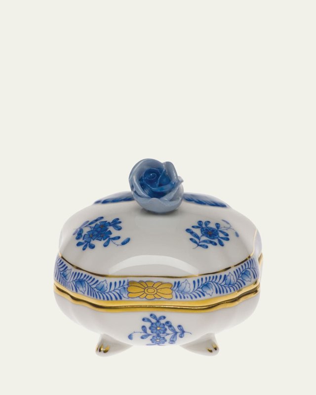 Chinese Bouquet Blue Covered Bonbon with Rose
